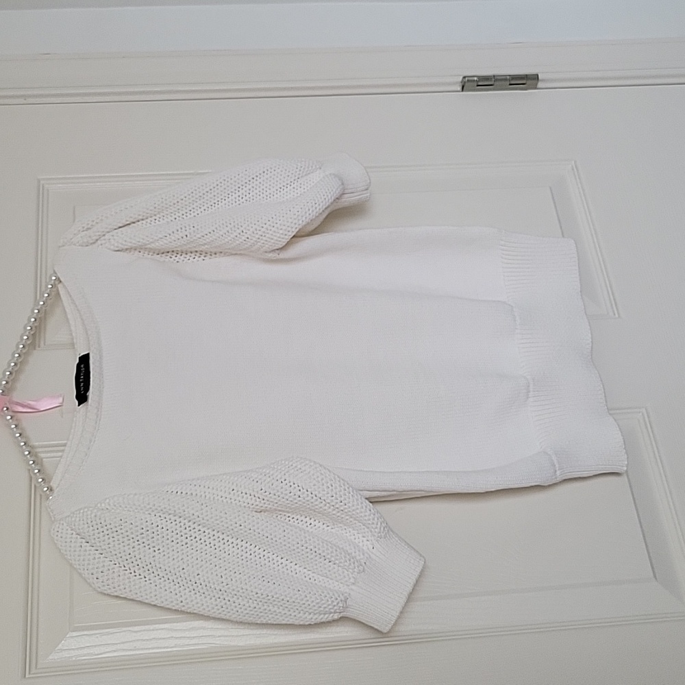 Ann Taylor| Puffy Sleeve Ribbed-Knit Sweater Size XS